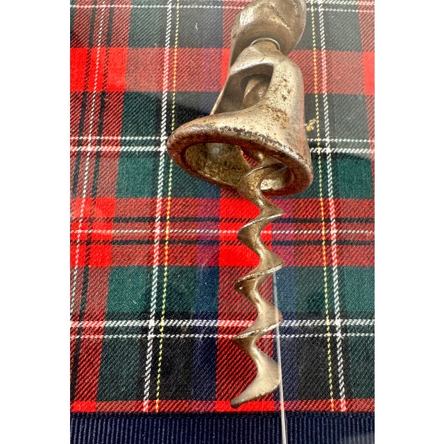 Red Vintage Framed Antique Corkscrew Collection on Tartan, One-of-a-Kind Yesteryear Los Angeles LTD Display For Sale - Image 8 of 11