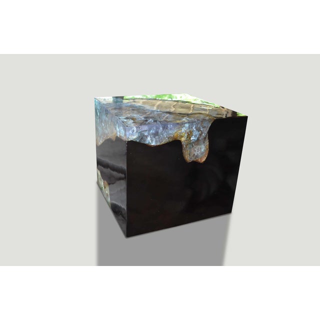 2010s Andrianna Shamaris Cracked Resin Side Table For Sale - Image 5 of 5