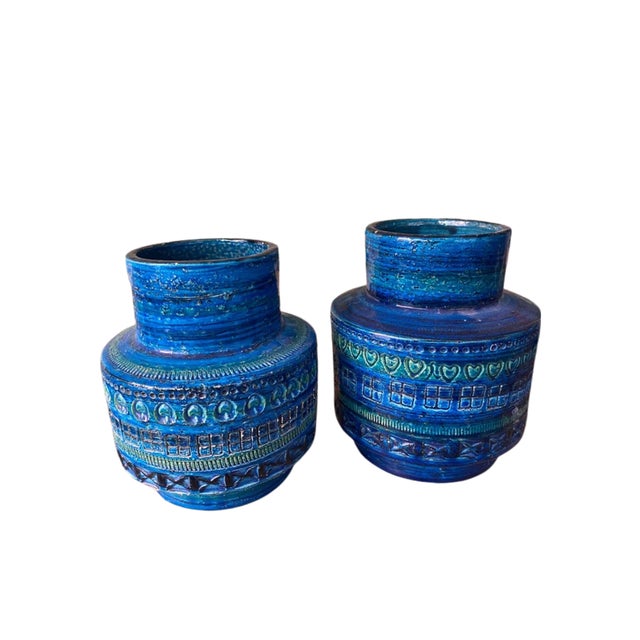 Mid-Century Modern Rimini Blu Vases from Bitossi, 1960s, Set of 2 For Sale - Image 3 of 4