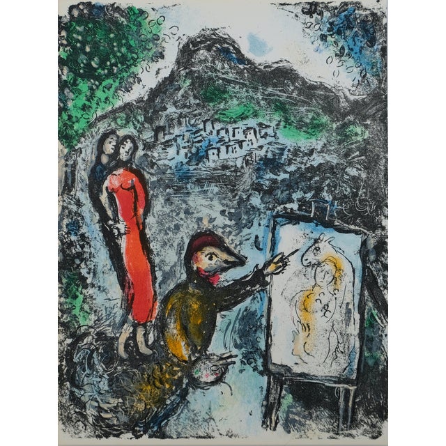 Marc Chagall, Couple et artiste devant Saint Jeannet, Lithograph For Sale