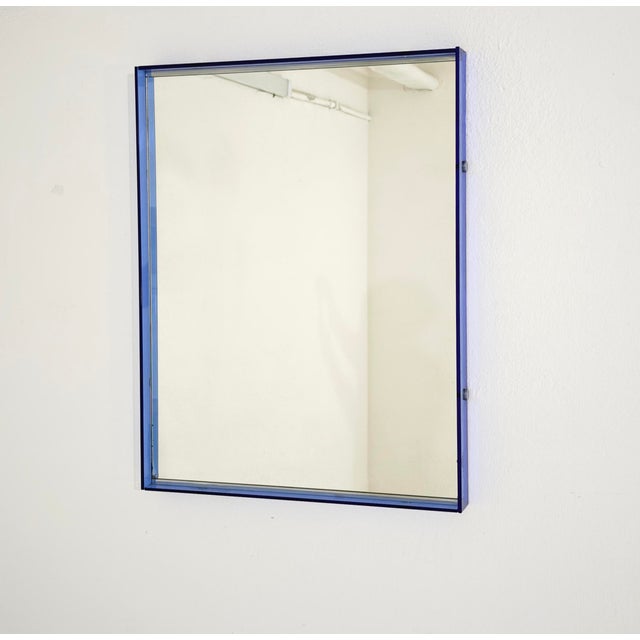 Blue Mid-Century Modern Crystal Art Glass Blue Wall Mirror, Italy, 1960s For Sale - Image 8 of 16