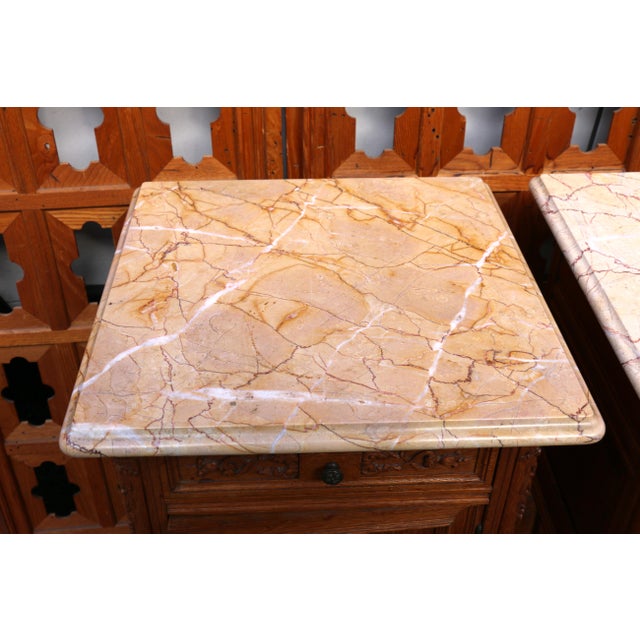 Pair of 19th Century French Marble Top Bedside Tables For Sale - Image 10 of 12