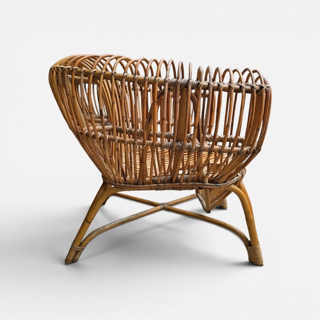 Late 20th Century Late 20th Century Attributed to Franco Albini Italian Pencil Reed Rattan Chair For Sale - Image 5 of 16