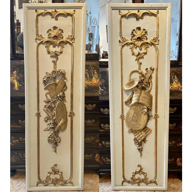 Late 18th Century Pair of 18th Century French Parcel Gilt Trophy Panels For Sale - Image 5 of 9