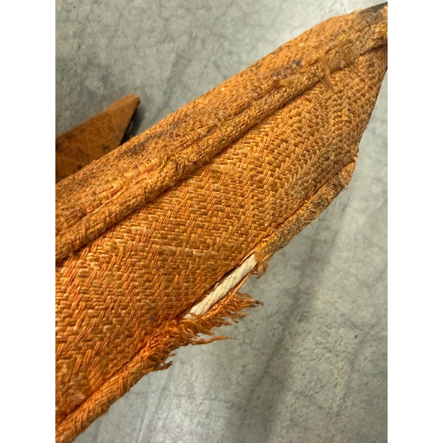 Pair of 1970s Billy Baldwin Style X-Base Ottomans in Original Orange Herringbone Upholstery For Sale - Image 9 of 9