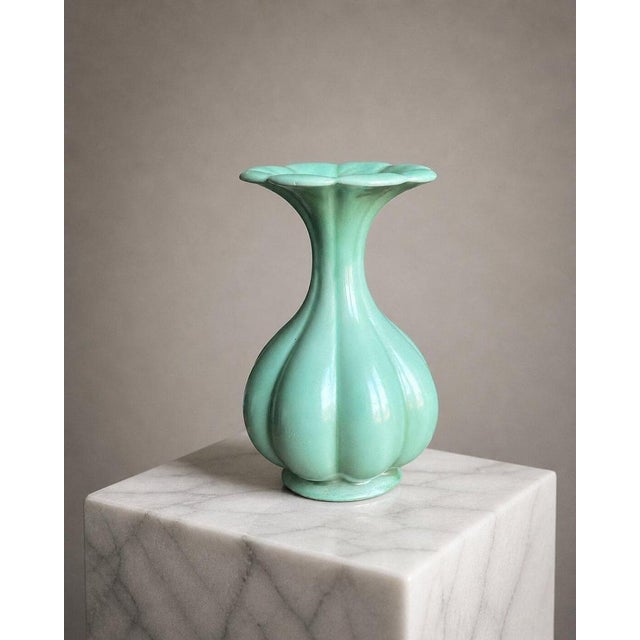 An elegant and sculptural Art Deco ceramic vase designed by Arthur Percy for Gefle Porslinsfabrik, Sweden, circa 1930s....
