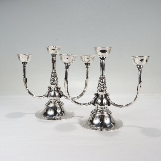 Pair of Georg Jensen Art Deco 537 C Sterling Silver Candelabra by Harald Nielsen For Sale - Image 12 of 12