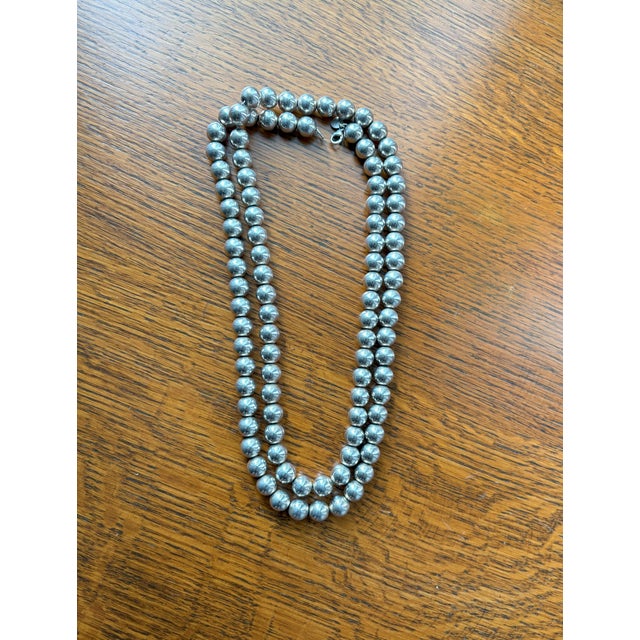 Tiffany & Co ball beaded necklace, length 36", sterling silver. Balls are 10 mm. Lobster clasp. Combined the 29" necklace...