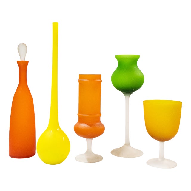 Italian Murano Glass Vases by Carlo Moretti, 1960s, Set of 5 For Sale