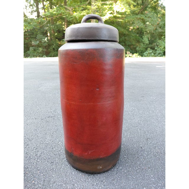 Ceramic Set of Three Rustic Handcrafted Lidded Stoneware Storage Jars For Sale - Image 7 of 7