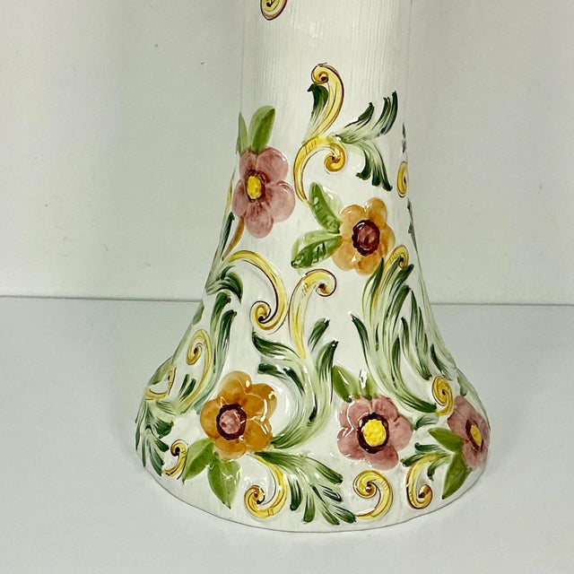 Ceramic Vintage Portuguese Mediterranean Hollywood Regency Ceramic Planter & Stand - 2 Piece Set. For Sale - Image 7 of 13