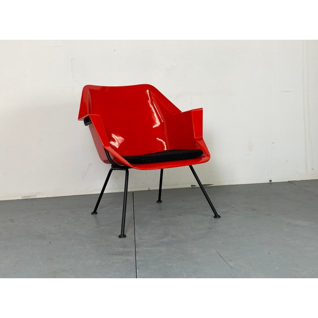Gispen Space Age Modernist Red 416 Lounge Chair by Rietveld and Cordemeyer for Gispen, 1960s For Sale - Image 4 of 16