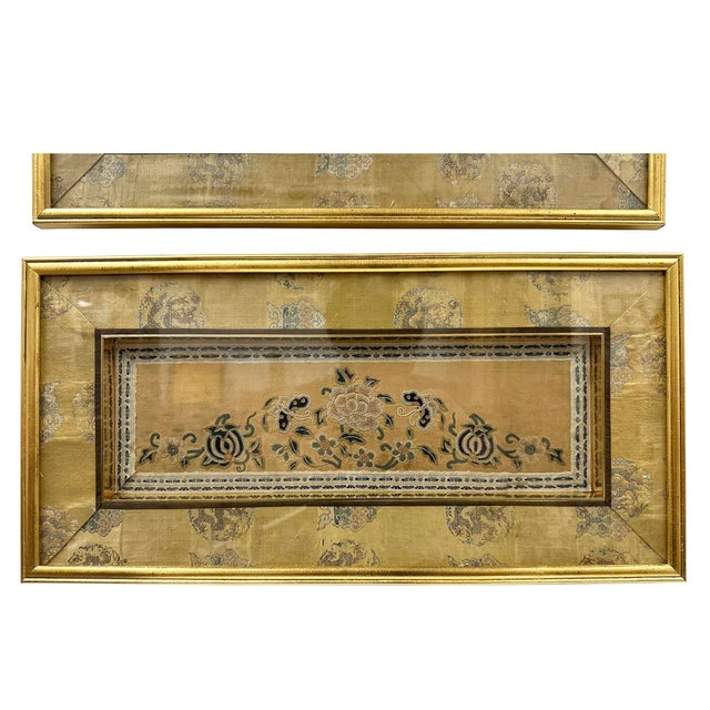 Late 19th Century Pair of Framed Antique Chinese Silk Embroidery Panels For Sale - Image 9 of 14