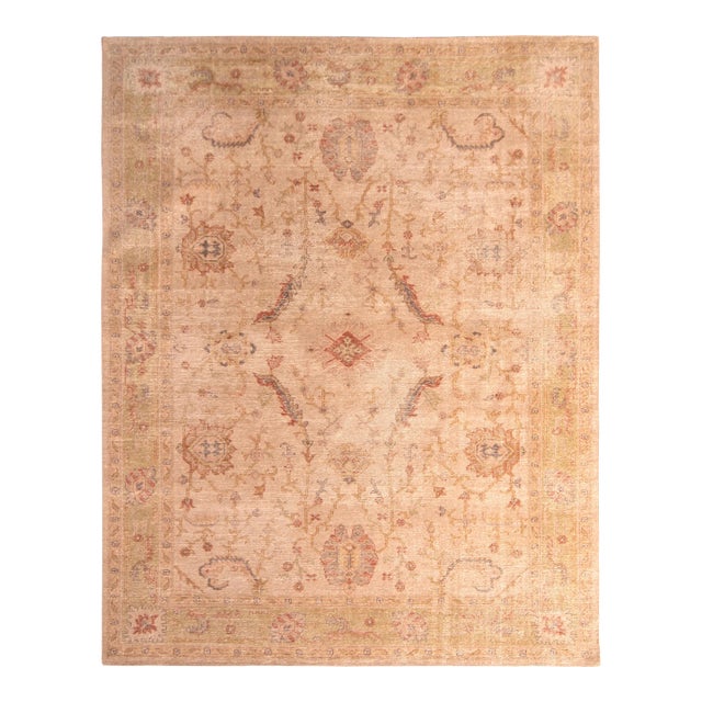 Rug & Kilim’s Oversized Traditional Floral Scroll Rug in Rose Gold, 12x15 For Sale