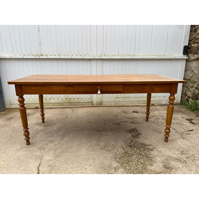 Oak Farmhouse Dining Table with Drawer, 1950s For Sale - Image 10 of 18