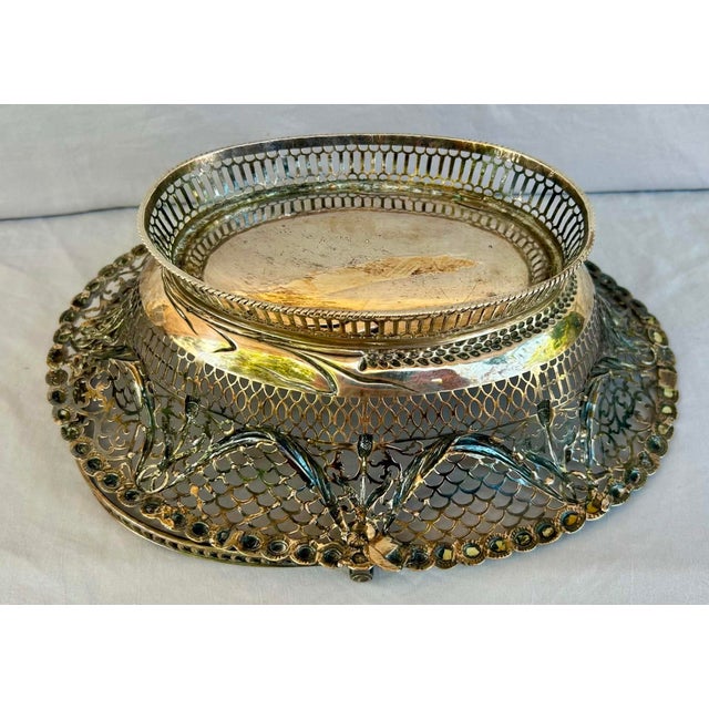 Rare 18th Century English Sterling Silver Cake Basket by Burrage & Davenport, Circa 1775 For Sale - Image 10 of 11