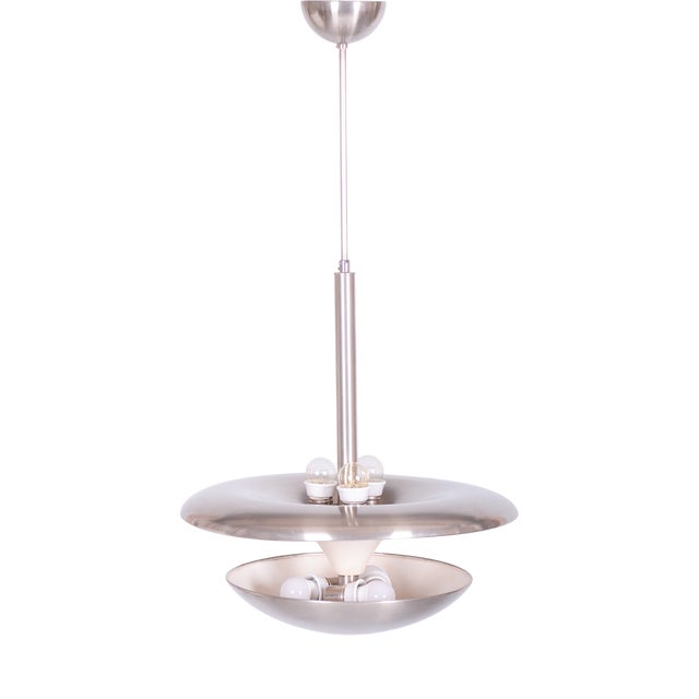 Bauhaus Chandelier in Aluminium attributed to Gispen Rotterdam, Czech, 1930s For Sale