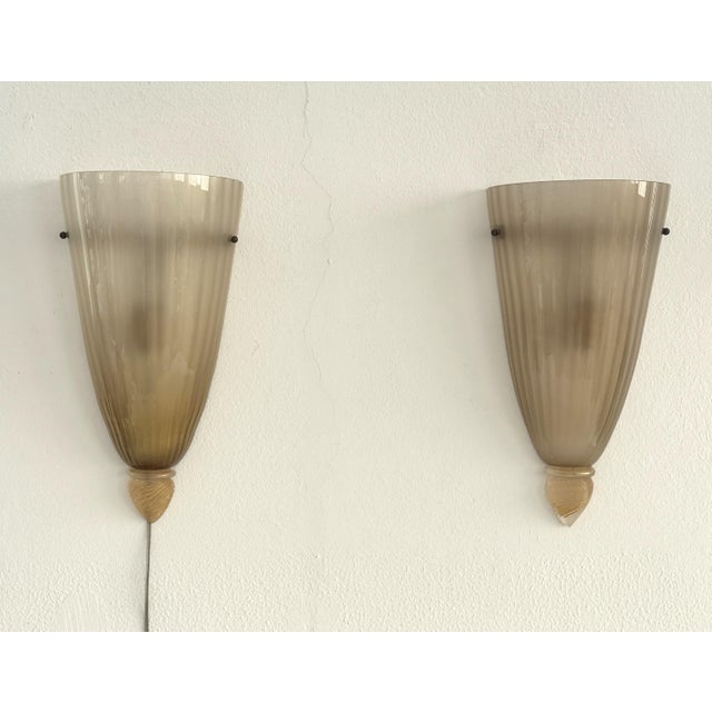 1970s Large Italian Murano Glass Wall Sconces, 1970s, Set of 2 For Sale - Image 5 of 16