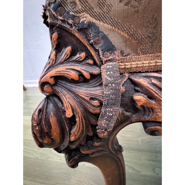 Antique Victorian Double Cane Back Side Chair — Carved Walnut, 19th Century For Sale - Image 12 of 12