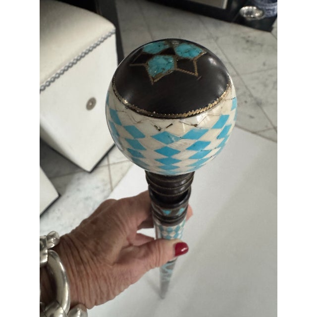 Wood Vintage Ornately Decorated Cane/Walking Stick For Sale - Image 7 of 9