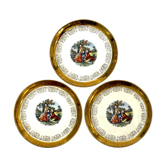 Gold Mid 20th Century Sabin 22 Carat Crest-O-Gold Salad Plates - Set of 3 For Sale - Image 8 of 8