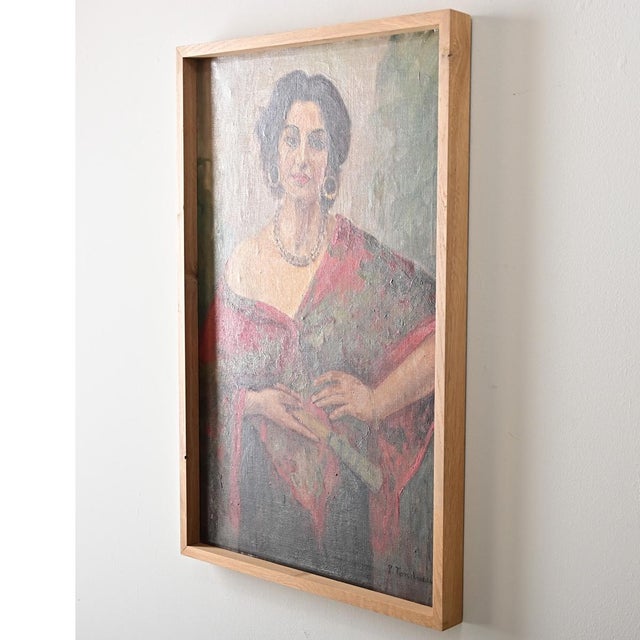 Wood French Vintage Portrait of a Flamenco Dancer, Signed Tondreau For Sale - Image 7 of 9