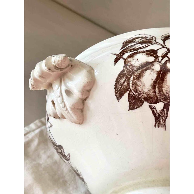 Antique Late 19th Century Terre de Fer Soup Tureen and Serving Plate with Fruit and Insect Decoration from Choisy Le Roi, Set of 2 For Sale - Image 11 of 18