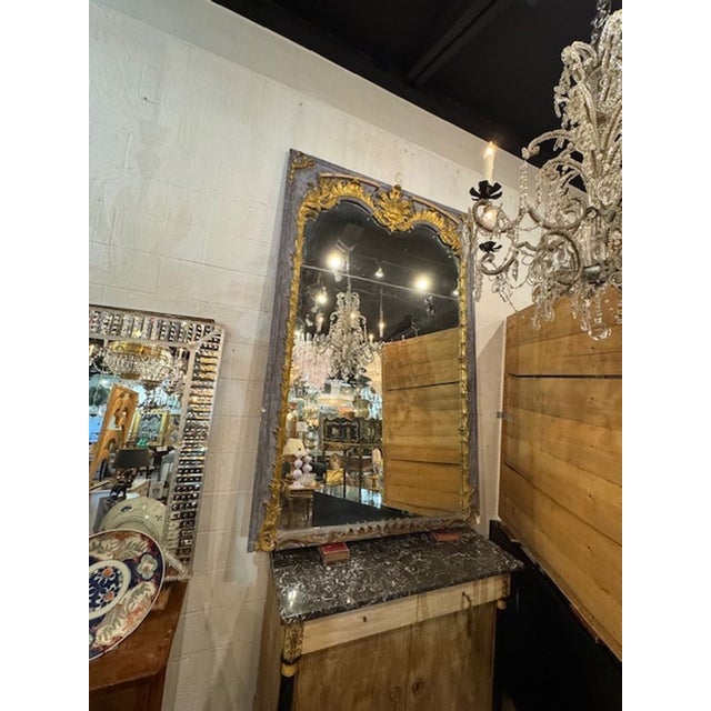 Traditional 19th C. French Parcel Gilt Trumeau Mirror For Sale - Image 3 of 8