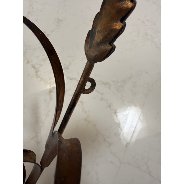Vintage Nora Fenton Tole Sheath of Wheat Candle Wall Sconce For Sale In Phoenix - Image 6 of 7