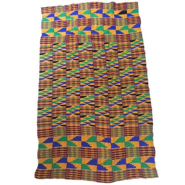 Vintage Hand Loomed African Kente Cloth Textile Throw Royalty Wrap