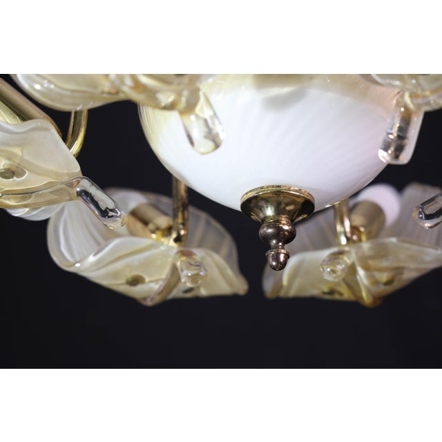 Exceptional Vintage 6-Light Gold Murano Glass Chandelier For Sale - Image 13 of 15
