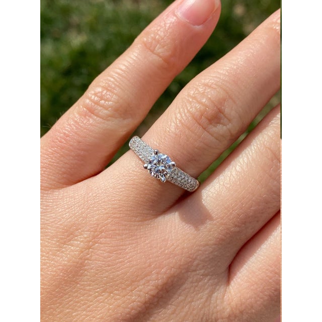 Metal The Lydian: Ladies 14K White Gold and Diamond Engagement Ring For Sale - Image 7 of 9