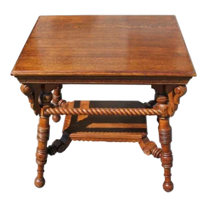 19th Century American Tiger Oak Center Parlor Table