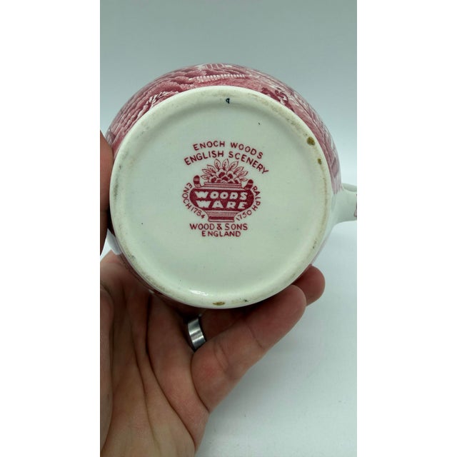 A Vintage Red Transferware Enoch Woods Creamer, "English Scenery", Circa 1950's Made by Enoch Woods & Sons of Stoke on...