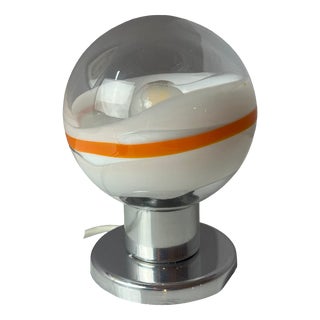 Table Lamp in White Orange Glass Chrome from Doria For Sale