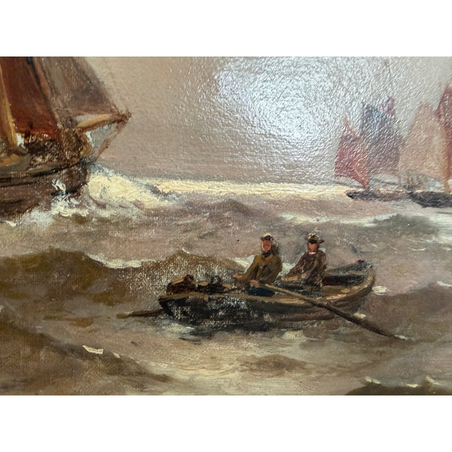 Paint 1868 George Anthony Waterstone British Antique Oil Painting Maritime Seascape For Sale - Image 7 of 15