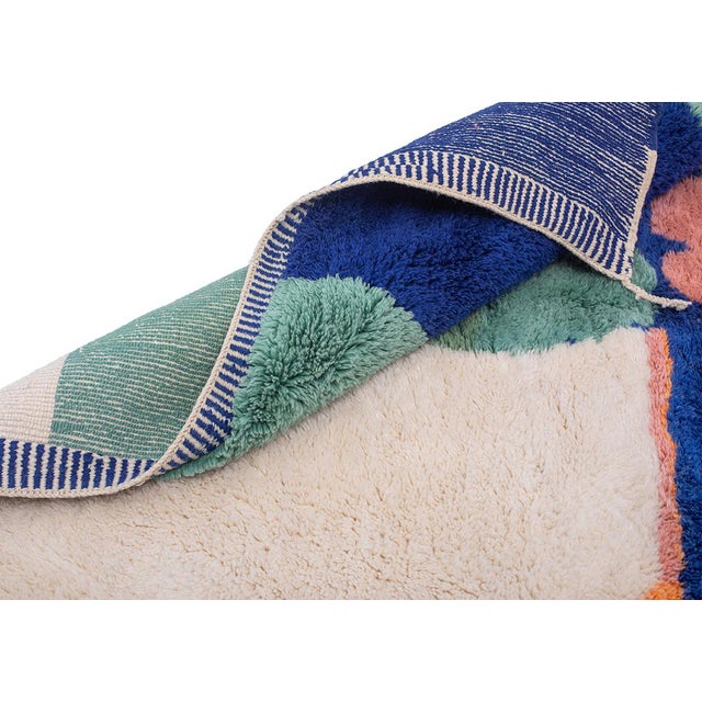 Navy Blue Abstract Landscape Color-Block Hand-Knotted Wool Rug | 10'1" X 6'7" | One of a Kind For Sale - Image 8 of 8