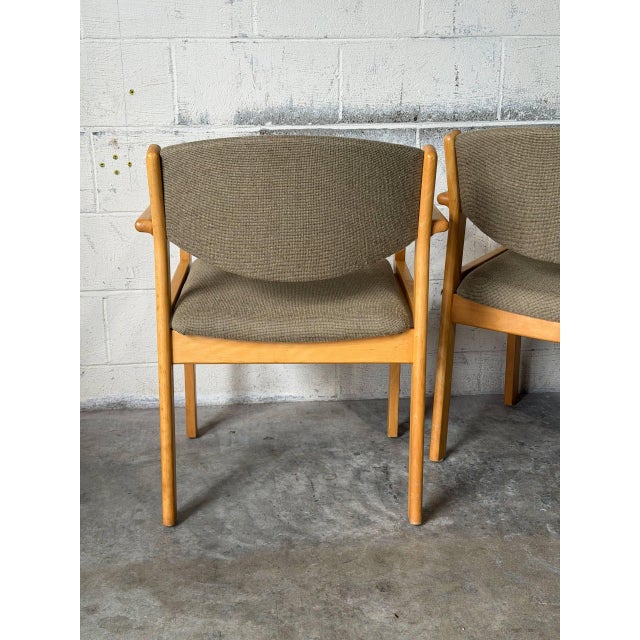 Høng Stolefabrik Beech Wood Upholstered Dining Armchairs Set of 2 Danish Vintage 1990s For Sale - Image 11 of 12