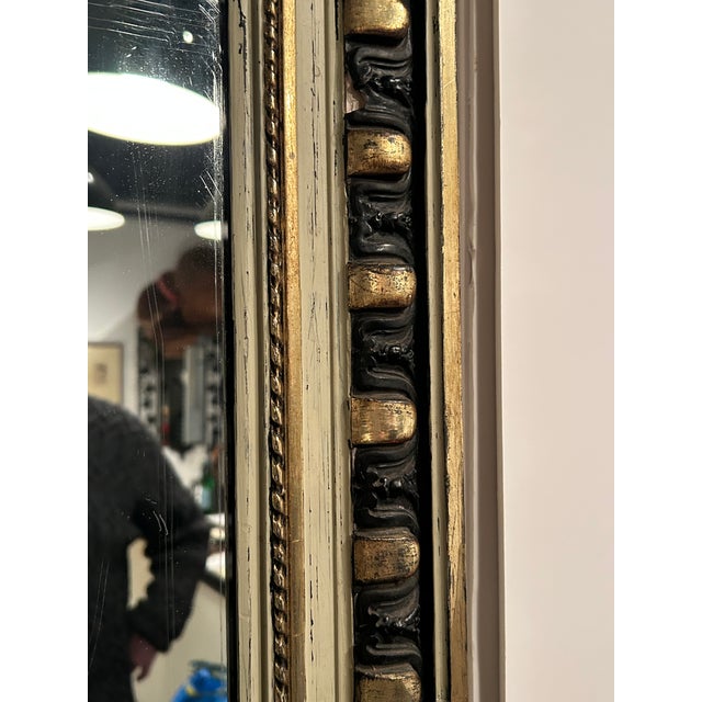 French Monumental Carved French Napoleon III Painted Gilded Wood Mirror For Sale - Image 3 of 10