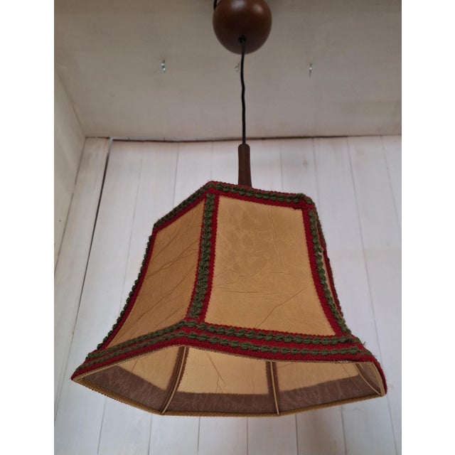 Vintage Hanging Lamp in Beechwood by Aro-Leuchten, 1970s For Sale - Image 6 of 8