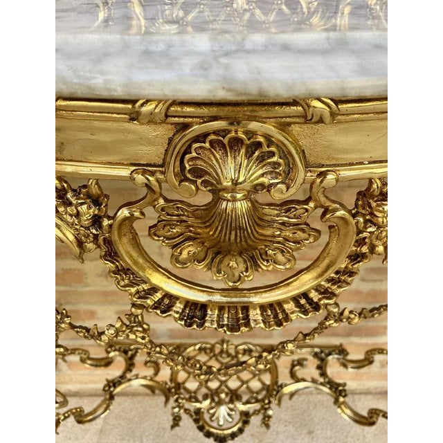 Gold Mid-Century Italian Marble Top & Bronze Console, 1960 For Sale - Image 8 of 11