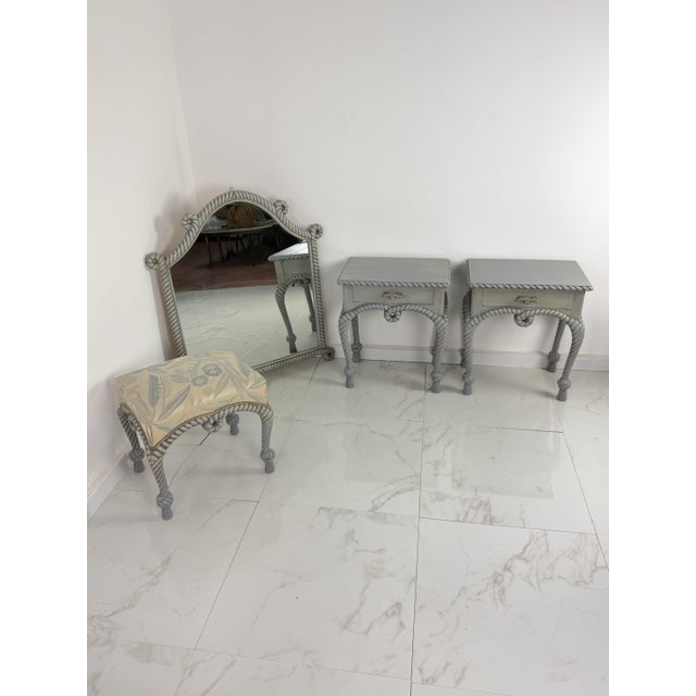 Vintage French Country Style Bedside Tables with Rope Detail, 1970, Set of 2 For Sale - Image 17 of 18