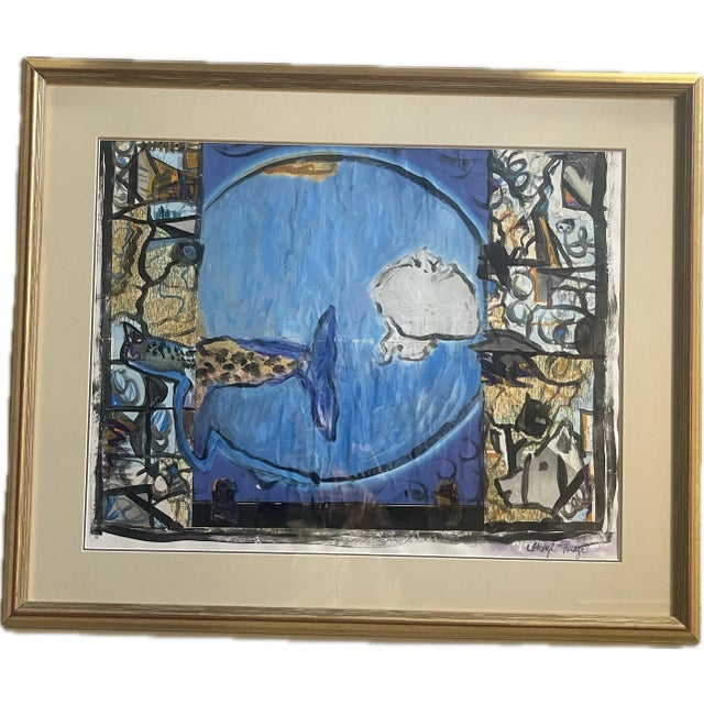 Contemporary "When Dreamers Journey Between Worlds" Original Contemporary Art Painting With Collage, Signed by the Artist, Cheryl Fudge For Sale - Image 3 of 11