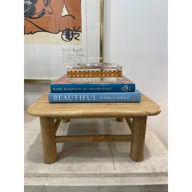 Vintage bamboo plant stand or table riser. Real bamboo with split reed tabletop. Great for a plant, to layer atop a...