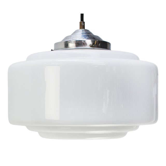 Vintage Art Deco White Opaline Glass Pendant Lamp from Philips For Sale