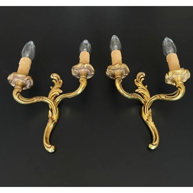 French Bronze Wall Lamps, 1960s, Set of 2 For Sale - Image 3 of 11
