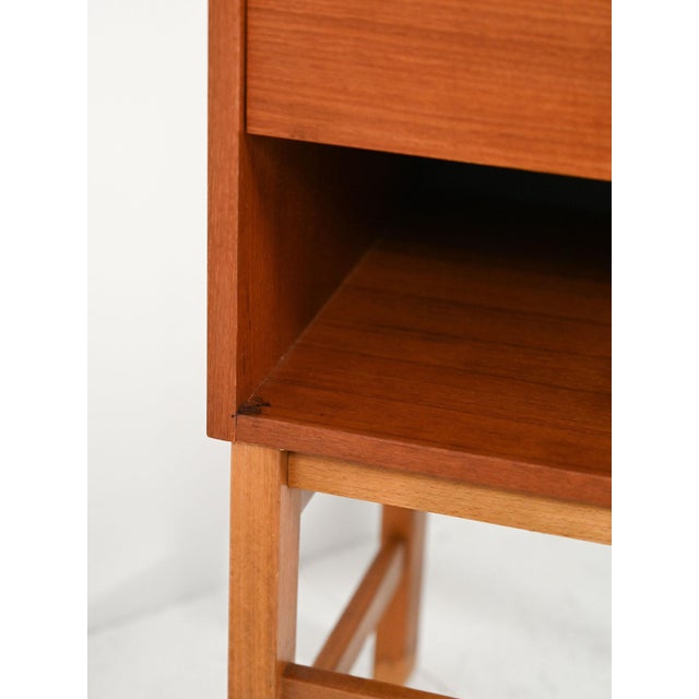 Wood Scandinavian Cubic Teak Bedside Table, 1960s For Sale - Image 7 of 9