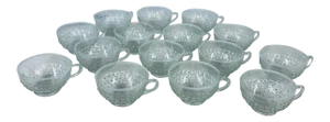 1940s Hobnail Cups With Opalescent Rim - Set of 15