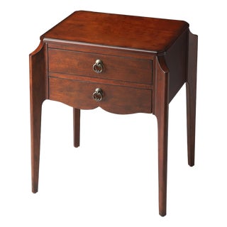 Wilshire 22 in. W Rectangular Wood 2 Drawer End Table, Cherry For Sale