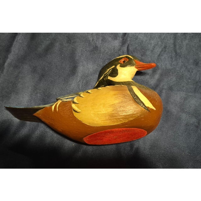 Folk Art Late 20th Century Hand-Painted Wood Duck Drake Decoy For Sale - Image 3 of 8